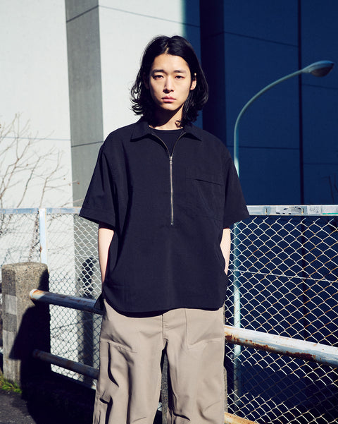 STRETCH POPLIN HALF ZIP SHIRTS