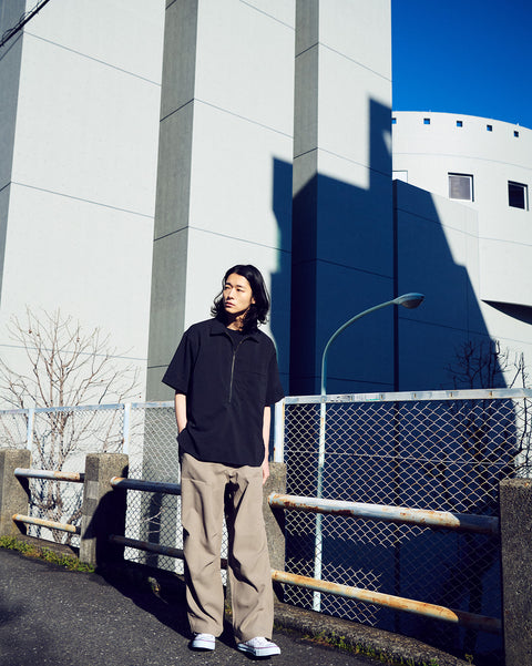 STRETCH POPLIN HALF ZIP SHIRTS