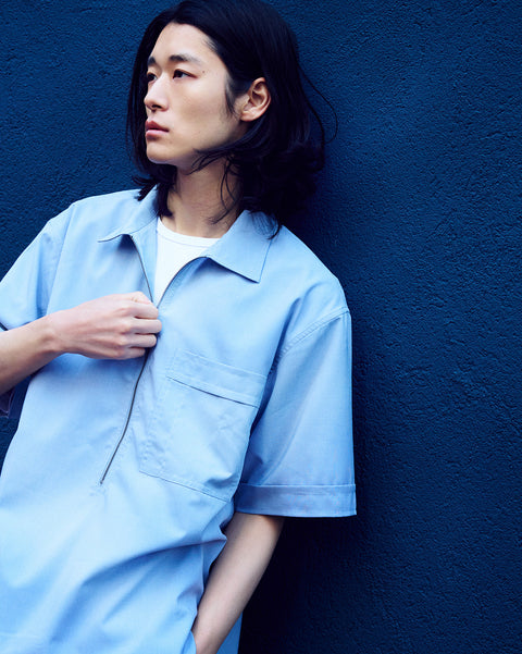 STRETCH POPLIN HALF ZIP SHIRTS