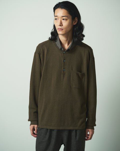 12G C/W HENRY NECK KNIT