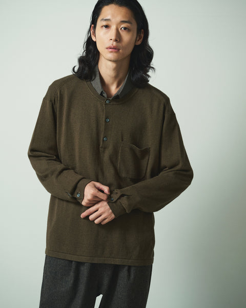 12G C/W HENRY NECK KNIT