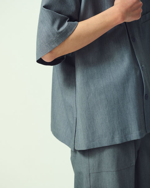CLEAR TWILL OPEN COLLER SHIRTS